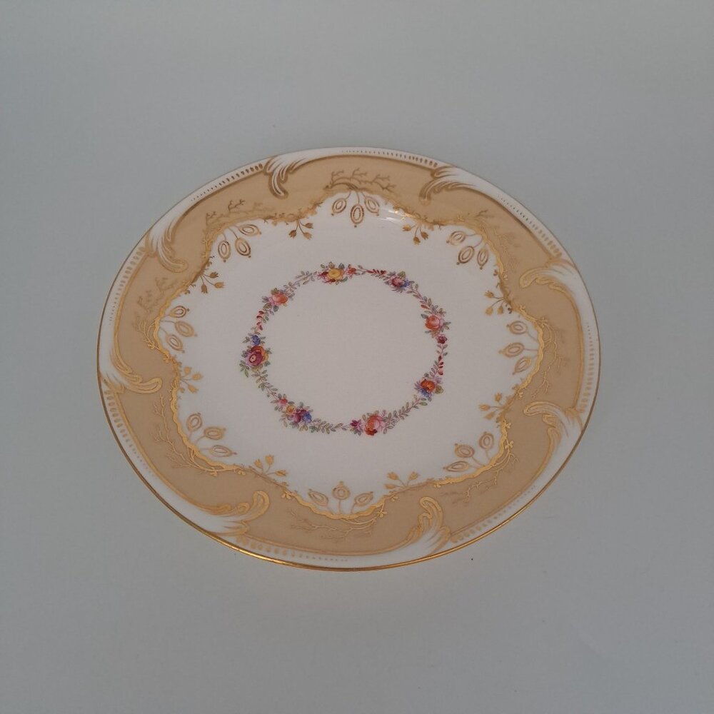 Vintage Floral & Gold Trim Plate With Intricate Design